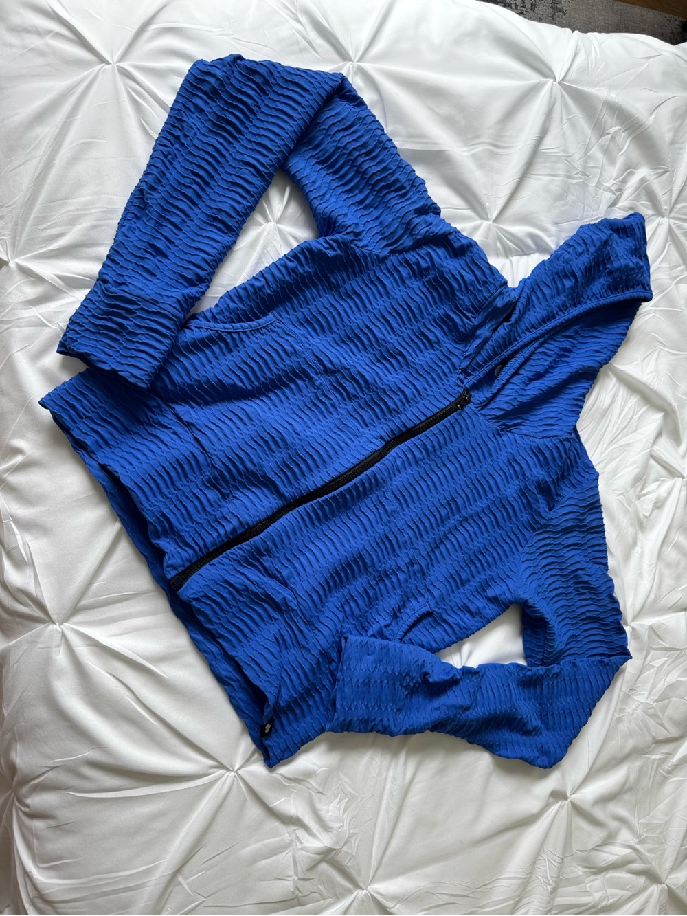 Booty by Brabants Textured Zip-Up Cropped Hoodie – Royal Blue